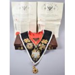 A Vintage Leather Masonic Case Containing Sash and Jewels Relating to the Promotion of Grand