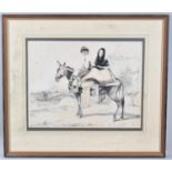 A Framed Print Depicting Spanish Couple on Mule, Monogrammed JTL 1835 Granada, 39x30cm