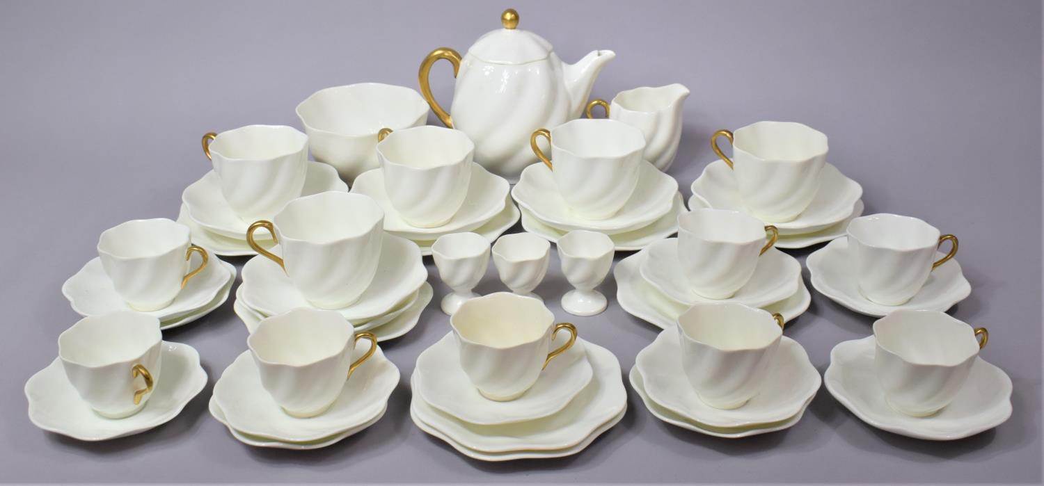 A Collection of Coalport White and Gilt Decorated Tea Wares to comprise Saucers, Side Plates, Tea