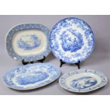 A Collection of Three Graduated Meat Platters together with a Circular Oval Charger by Mintons,