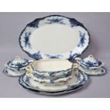 A Collection of Various S.W.Dean Burslem Circa 1904-10 Flow Blue and Gilt Highlighted Dinnerwares to