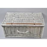 A White Painted Wicker Picnic Basket (Empty) 45cm wide