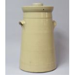 A Large Glazed Stoneware Churn with Two Carrying Handles and Lid, 45cm high