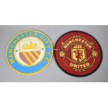 Two Circular Plaques for Manchester United and Manchester City, Each 24cm Diameter, (plus VAT)