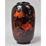 A Mid/Late 20th Century Japanese Lacquered Vase of Baluster Form Decorated in Shimmering Orange