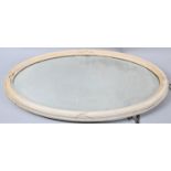 A Cream Painted Oval Vintage Wall Mirror, 55x35cm Overall