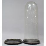 A Late 19th Century Glass Dome on Circular Wooden Base, Together with matching Base, Dome 47cm high