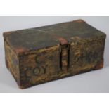 A WWI Wooden Ammunition Box with Side Inset Carrying Handles, 37cm wide