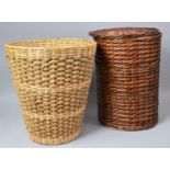 Two Wicker Cylindrical Clothes Bins