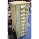 A Yellow Painted Wooden Nine Drawer Cabinet, 41cm Wide
