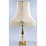 A Brass Table Lamp and Shade, 60cm high