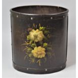 A Mid/Late 20th Century Cylindrical Waste Bin with Painted Floral Decoration, 30cm Diameter and 31cm