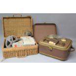 A Vintage Grundig TK5 Reel-Reel Tape Recorder with Wicker Basket Containing Audio Tapes