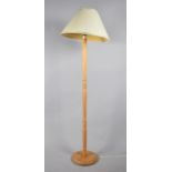 A Modern Pine Standard Lamp and Shade