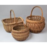 A Collection of Three Wicker Shopping Baskets and Trugs