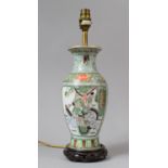 A Modern Oriental Vase Shaped Table Lamp on Wooden Plinth, 39cm high Overall