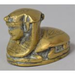 A Late 19th/Early 20th Century Novelty Brass Inkwell in the Form of an Egyptian Sphinx with Scarab