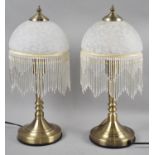 A Pair of Modern Table Lamps with Opaque Glass Shades and Droppers, 44cm high