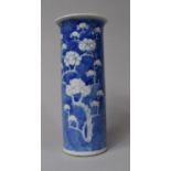 A 18/19th Century Chinese Blue and White Prunus Pattern Sleeve Vase, Four Character Mark for