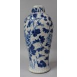 A Chinese Nanking Crackle Glazed Blue and White Vase of Baluster Form, Decorated with Birds