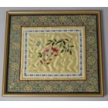 A Framed Chinese Silk Embroidered Panel, 31cmx28.5