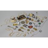 A Collection of Various Curios to Include Costume Jewellery, Key, Mustard Spoon etc