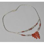 A Silver Necklet Made up of Silver Beads and Semi Precious Stones, all Wired and Crimped