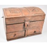 A Mid 20th Century Domed Topped Tooled Leather Covered Jewellery Box with Two Base Drawers, Probably
