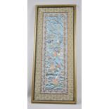 A Framed Chinese Embroidered Silk Panel, 60x24cm