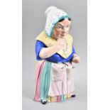 A Novelty Ceramic Figural Lidded Box in the Form of Lady Taking Snuff, Head Has Been Glued, 31cm