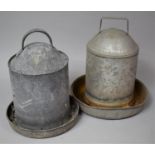 Two Galvanized Poultry Waterers