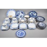 A Collection of Blue and White Teawares, Plates, Saucers, Cream Jug etc
