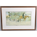 A Framed Cecil Aldin Hunting Print, Huntsman and Hounds Returning Home in Front of Tavern, 51x28cm