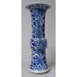 A 19th Century Chinese Blue and White Gu Shaped Beaker Vase of Flared Neck Form Decorated with