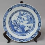 An 18/19th Century Chinese Blue and White Porcelain Export Plate Decorated, 23cm Diameter
