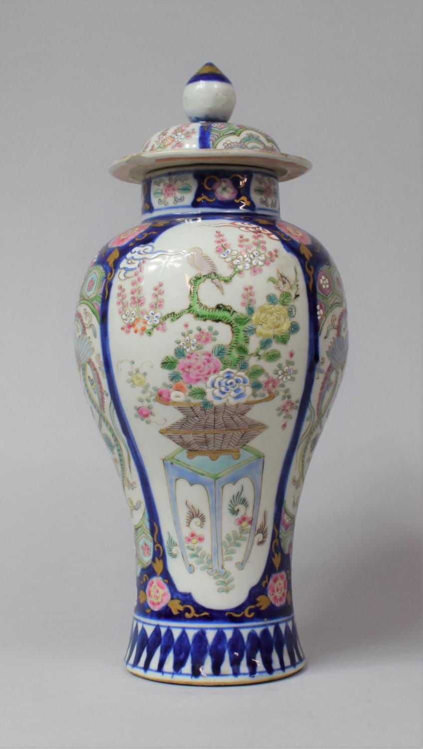 A Late 19th/Early 20th Century Chinese Lidded Vase of Balster Form Decorated Alternating Panels