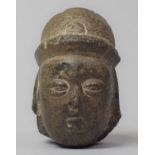 An Early Chinese Carved Stone Mask, 10cm high