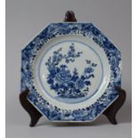 An 18th/19th Century Chinese Export Porcelain Blue and White Octagonal Plate, 22cm Diameter