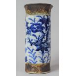 A Chinese Nanking Crackle Glazed Blue and White Sleeve Vase with Drong Amongst Foliate Decoration,