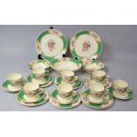 A Set of Myotts Tea Wares and Fruit Set to comprise Eight Cups, Seven Saucers and Side Plates, Bowl