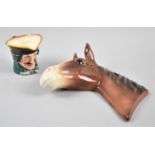 A Small Royal Doulton Dick Turpin Character Jug, Together with a Wall Hanging Glazed Ceramic Wall