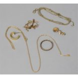 A Collection of Yellow Metal and Gold Items to Include 9ct Gold china, Victorian Floral Novelty,