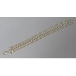 A Silver Three String Bracelet, Stamped 925 with Heavy Clasp, 19cm Long