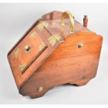 A Late Victorian Brass Mounted Oak Coal Scuttle with Metal Liner Together with Poker and Crumb Tray,