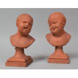 A Pair of Continental Terracotta Grand Tour Busts, Both AF, Tallest 18.5cm high