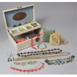 A Vintage Jewellery Box Containing Costume Jewellery