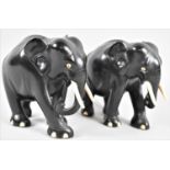 A Pair of Carved African Elephants, Each 12.5cm High