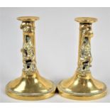 A Pair of Brass Dartmoor Pixie Candlesticks, 14.5cm high