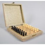 A Vintage Cased Travelling Chess Set, 13cm Square