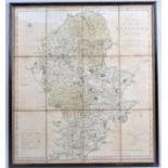 A 19th Century 3rd Edition Framed Map of the County of Stafford Divided Into Hundreds, 46x51cm Dated